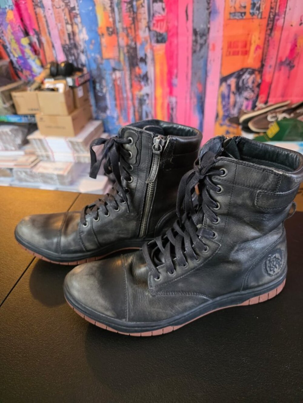 Diesel Tatradium Basket Butch Zip Leather Mens Boots - Picture 3 of 4